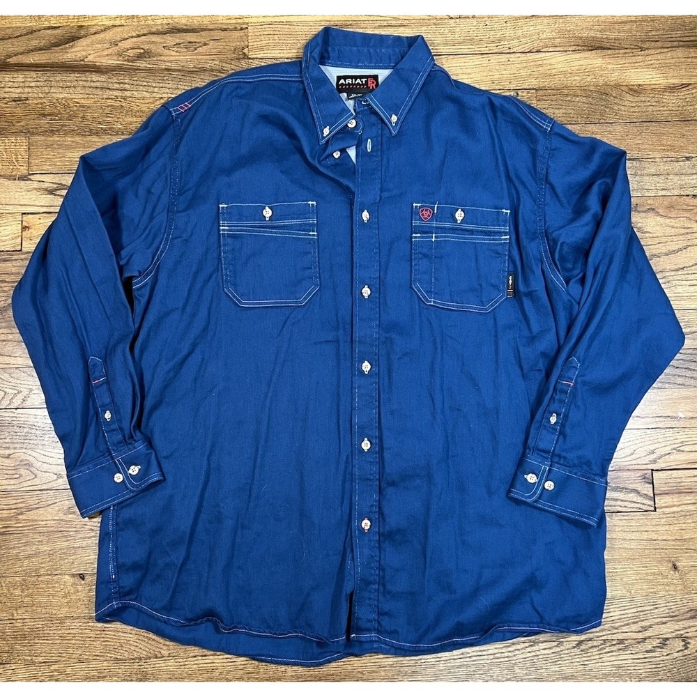 Ariat Solid Vent FR Shirt Mens XXL Flame Resistant Work Button Down Zip Pocket